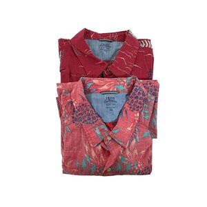 Izod Saltwater Lot of 2 Relaxed Button Shirts Mens 2XL Print Tropical Aloha